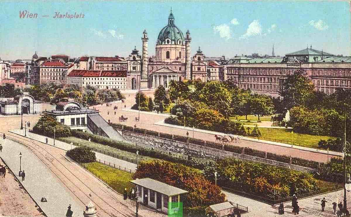 EU/A/Wien/City/Karlsplatz/colorierte_AK_EU_A_Wien_City_Karlsplatz_19180802_KLEIN