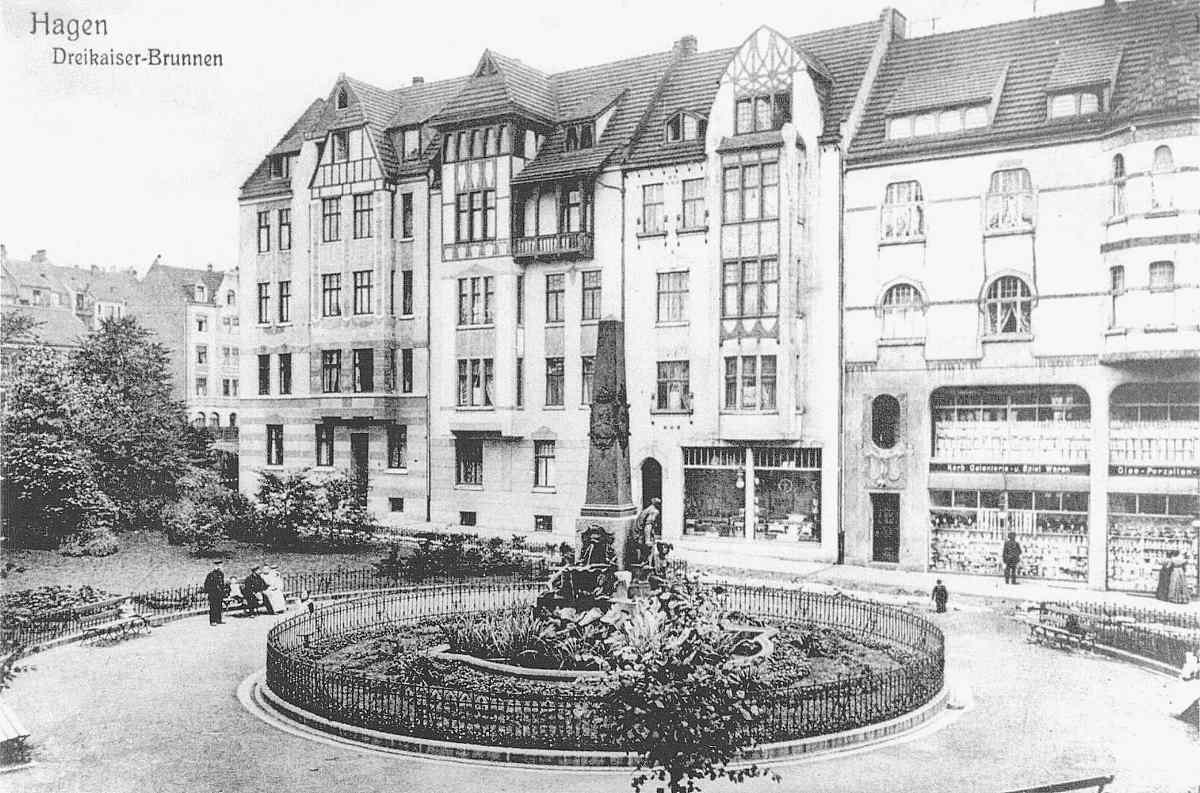 EU/D/NRW/HA/Wehringhausen/Bodelschwinghplatz/Dreikaiserbrunnen_um_1910