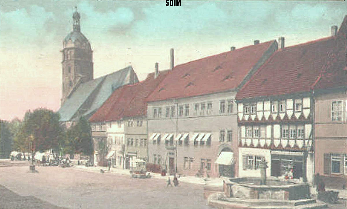EU/D/SA/SGN/Sangerhausen/Markt/colorierte_AK_EU_D_SA_SGN_Sangerhausen_Marktplatz_etwa_um_1920_1200x0725
