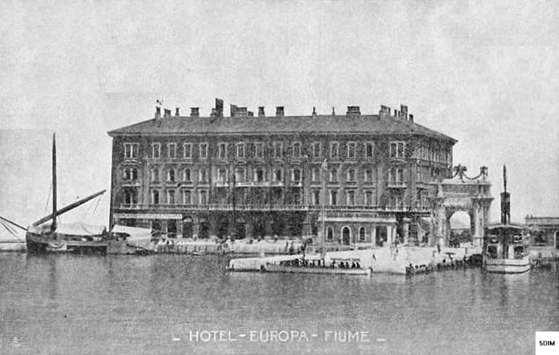 EU/HR/Kvarner/Rijeka/Hafen/HotelEuropa/SW-AK_EU_HR_Rijeka_Hafen_Hotel_d'Europe_um_1910_0800