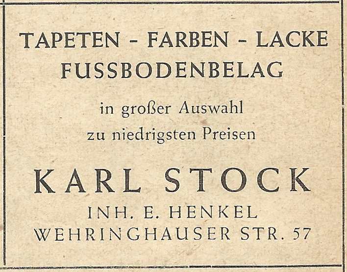 EU/D/NW/HA/Wehringhausen/WehringhauserStrasse/057/SW-Anzeige_FestschriftSanktMichael1952_Anzeige_WehringhauserStrasse057_TapetenStock