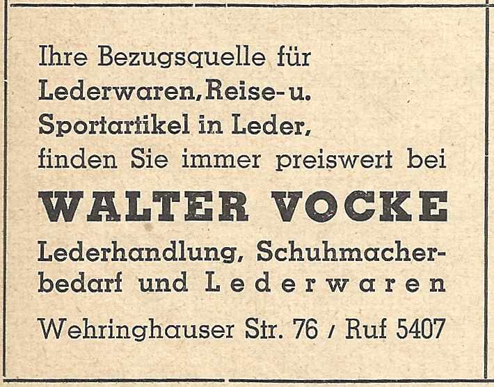 EU/D/NW/HA/Wehringhausen/WehringhauserStrasse/076/SW-Anzeige_FestschriftSanktMichael1952_Anzeige_WehringhauserStrasse076_LederwarenVocke