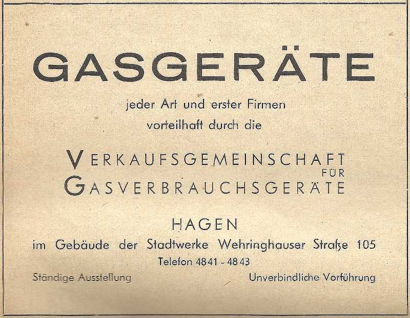 EU/D/NW/HA/Wehringhausen/WehringhauserStrasse/105/SW-Anzeige_FestschriftSanktMichael1952_Anzeige_WehringhauserStrasse105_Gasgeraete_0800x0621