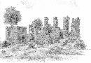 EU/D/NRW/DO/Syburg/Burgruine/gezeichnete_Siburg-Ruine_auf_4-Bild-Ansichtskarte_Hohensyburg_18980527