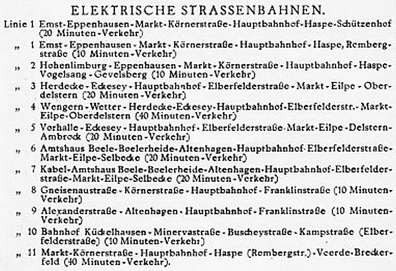 EU/D/NRW/HA/1928_EU_D_NW_HA_Tabelle_der_Linien_der_Hagener_Strassenbahn_AG_nach_Thiebes