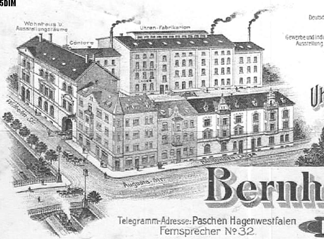 EU/D/NRW/HA/Wehringhausen/SW-Lithographie_EU_D_NW_HA-Wehringhausen_Augustastrasse_Uhrenfabrik_Bernhard_Paschen_Neujahskarte_1904